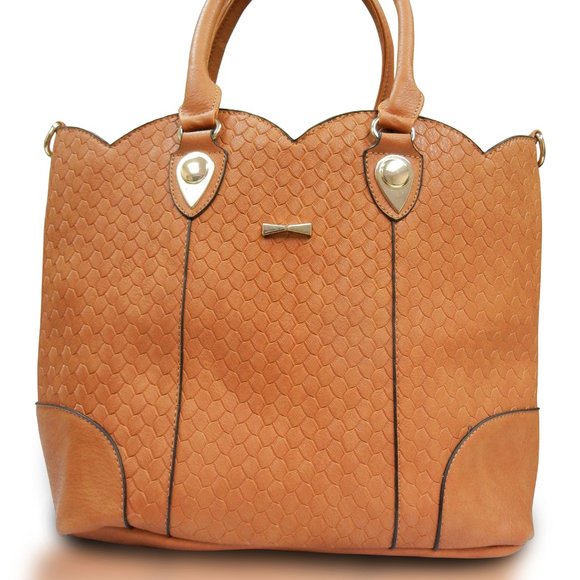 Large Heavy Duty Satchel Handbag - Set of 2 Handbags - Tan - Picture 5 of 9